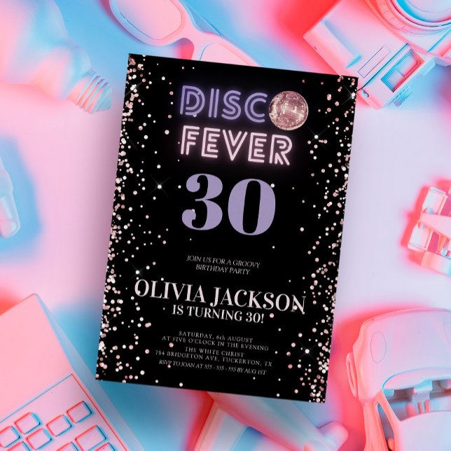 Rose Gold Disco Fever Birthday Party Invitation (Creator Uploaded)
