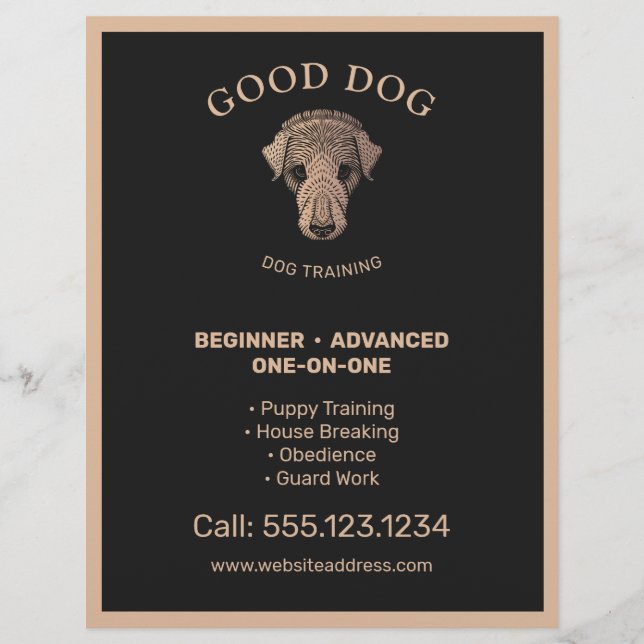 Rose Gold Dog Trainer Training Flyer (Front)
