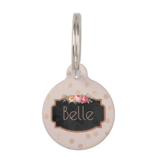 Rose Gold Dots Personalized Pet ID Phone Tag