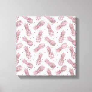 Rose Gold Dots Pineapples Canvas Print