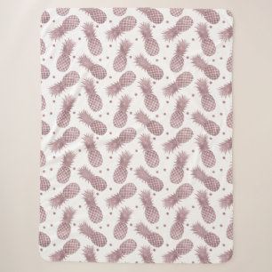 Rose Gold Dots Pineapples Sherpa Blanket