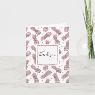 Rose Gold Dots Pineapples Thank you Card