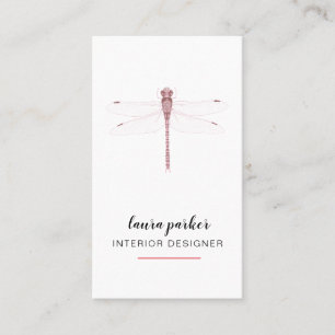 Rose Gold Dragonfly Creative Designer Nature White Business Card