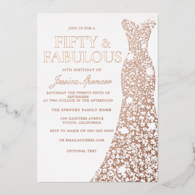 Rose Gold Dress Fifty & fabulous 50th Birthday (Front)