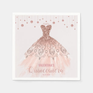 Rose Gold Dress Quinceañera Princess 15th Birthda Napkin