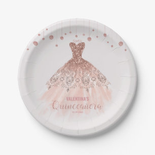 Rose Gold Dress Quinceañera Quinceanera 15th Paper Plate