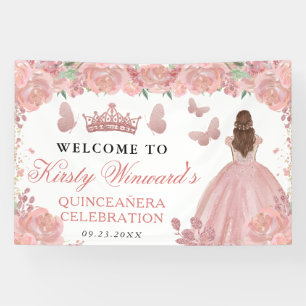 Rose Gold Dress Red Hair Princess Quinceanera Banner