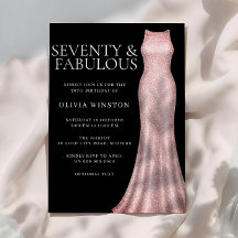 Rose Gold Dress Womans Black 70th Birthday Party