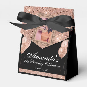 Rose Gold Drip Glamour Photo Favor Box