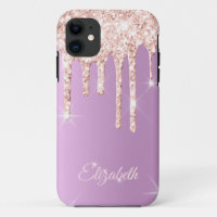 Rose Gold Drip Lavender Glitter Sparkle Monogram