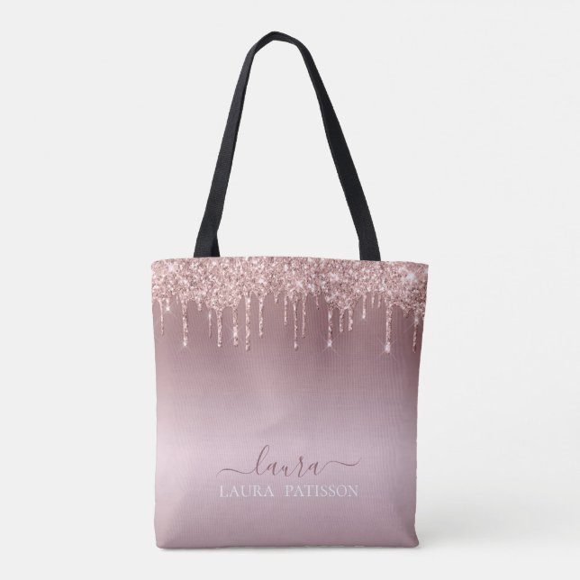 Rose gold drippes with logo tote bag (Back)