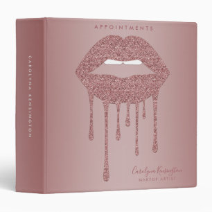 Rose Gold Dripping Glitter Lips Appointment Book Binder