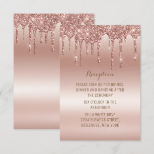 Rose Gold Dripping Glitter Metallic Shine Enclosure Card