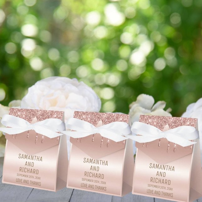 Rose Gold Dripping Glitter Metallic Shine Favor Box (Creator Uploaded)