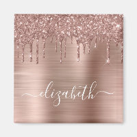 Rose Gold Dripping Glitter Monogrammed