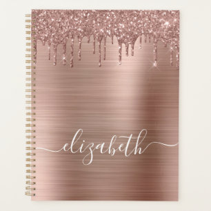 Rose Gold Dripping Glitter Personalized Planner
