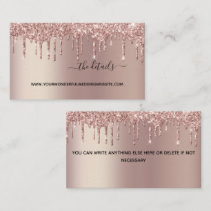Rose Gold Dripping Glitter Wedding Enclosure Card