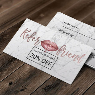 Rose Gold Dripping Lips Makeup Artist Referral Card