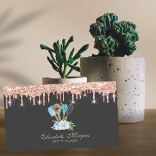 Rose Gold Drips Bakery Pastry Hand Tools Business Card