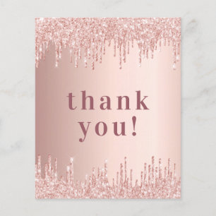 Rose gold drips birthday thank you card