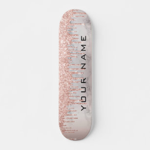 Rose Gold Drips Custom Girly Name Skateboard