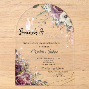 Rose Gold  Drips Floral Bridal Shower  Acrylic Invitations