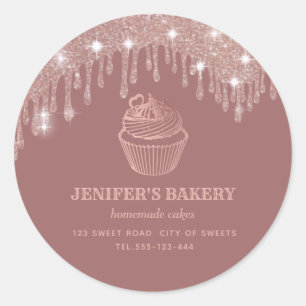 Rose gold drips Homemade cupcakes and sweets Class Classic Round Sticker
