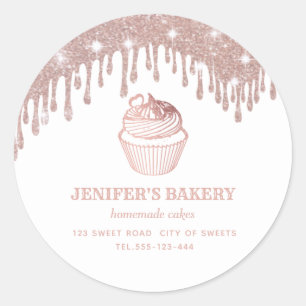 Rose gold drips Homemade cupcakes and sweets Class Classic Round Sticker