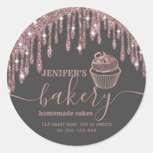 Rose gold drips Homemade cupcakes and sweets Classic Round Sticker