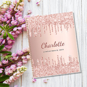 Rose gold drips monogram name 2027 planner