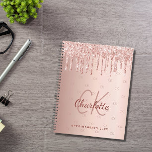 Rose gold drips monogram script 2025 planner