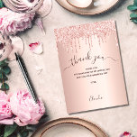 Rose gold drips thank you card<br><div class="desc">A rose gold background,  decorated with drips,  paint dripping look. Large hand lettered script with swashes and the text: Thank You.  Personalize and add your thank you note and name.</div>