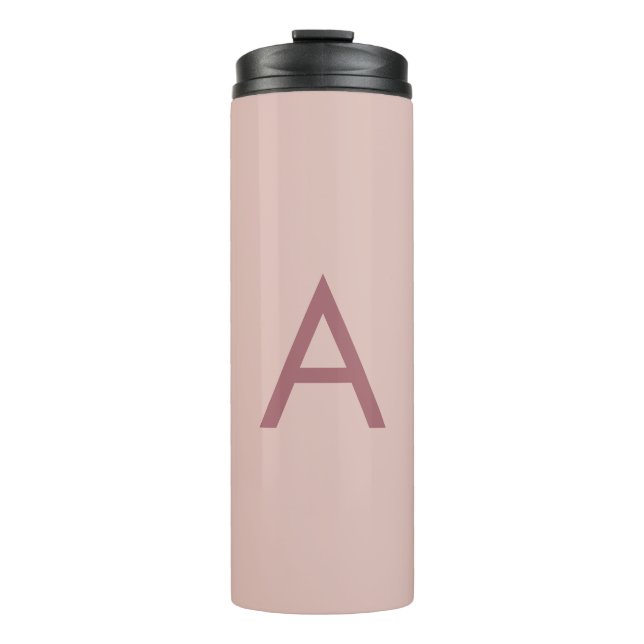 Rose Gold Dust Modern Monogram Initial Letter Thermal Tumbler (Front)