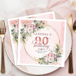 Rose Gold Dusty Pink Boho Floral 90th Birthday  Napkin<br><div class="desc">✅ For matching items search 36-90 in my collections ✅ Celebrate a beautiful milestone with elegant 90th birthday napkins featuring watercolor dusty pink and blush pink flowers, soft eucalyptus greenery, and a shimmering rose gold frame. This boho floral design adds a romantic, stylish touch to any party table and makes...</div>