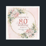 Rose Gold Dusty Pink Floral Boho 80th Birthday  Napkin<br><div class="desc">✅ For matching items search 36-80 in my collections ✅ Celebrate a special milestone with elegant 80th birthday napkins featuring shimmering rose gold, dusty pink and blush pink watercolor flowers, soft light pink florals, and delicate eucalyptus greenery in a chic boho frame. Perfect for a stylish 80th birthday party, these...</div>