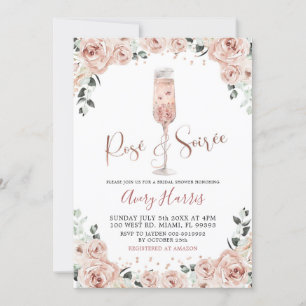 Rose Gold Dusty Pink Rose Soiree Bridal Shower Invitation