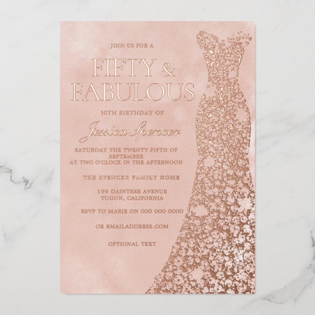 Rose Gold, Dusty Rose & Blush Dress 50th Birthday  (Front)