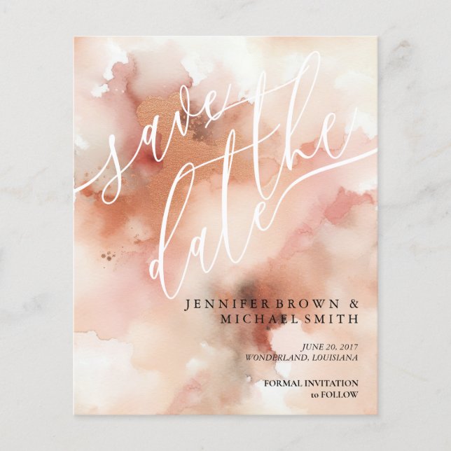 Rose Gold Earthtone Watercolor Wedding Flyer (Front)