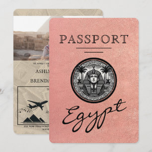 Rose Gold Egypt Passport Wedding Invitation