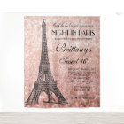 Rose Gold Eiffel Tower Paris Sweet 16 Invitation