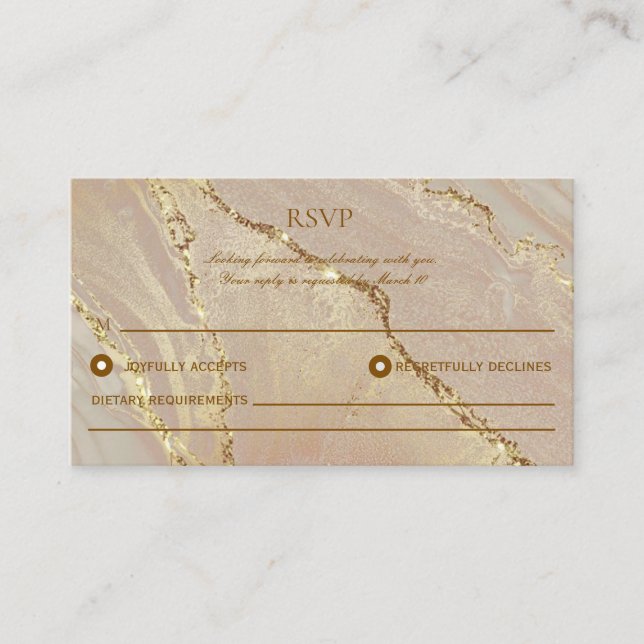 Rose Gold Elegant Alcohol Enk Wedding Carte RSVP C (Devant)