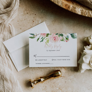 Rose Gold Elegant Automne Fleurs Mariage Carte RSV