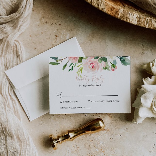 Rose Gold Elegant Automne Fleurs Mariage Carte RSV (Créateur téléchargé)