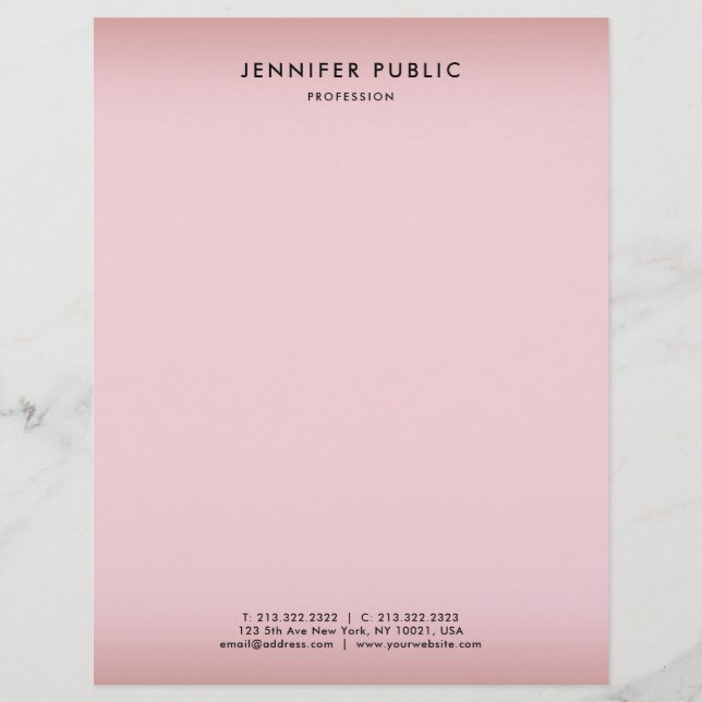 Rose Gold Elegant Background Modern Minimalist Letterhead (Front)