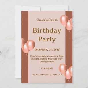 Rose Gold Elegant Birthday Party Invitation