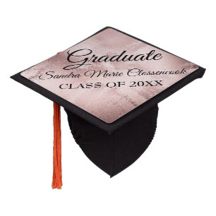 Rose gold elegant chic typography graduate graduation cap topper