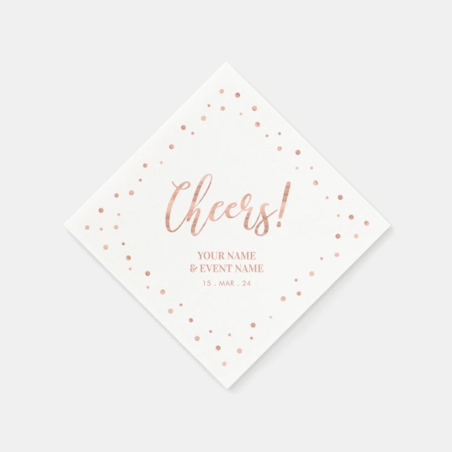 Rose Gold Elegant Classic Cheers All Occasions Napkin (Corner)