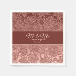 Rose Gold Elegant Floral Modern Wedding Reception Napkin