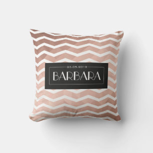 Rose gold elegant girl birth date chic trendy throw pillow