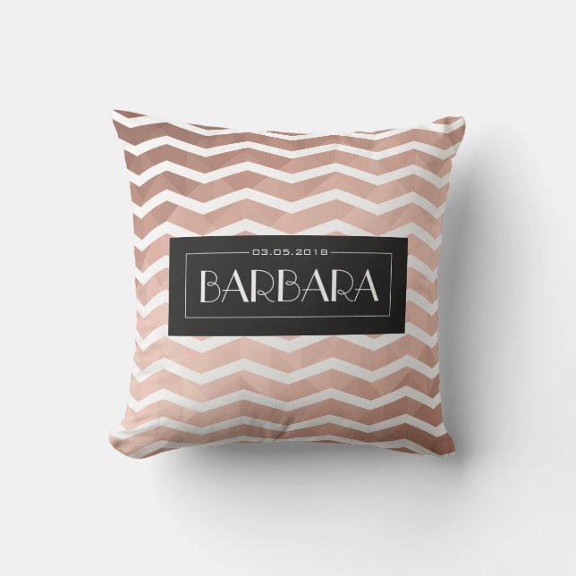 Rose gold elegant girl birth date chic trendy throw pillow (Front)